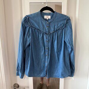 Xirena Chambray Long Sleeve Button Up Blouse Size  XS Color Blue